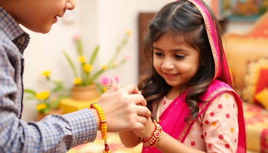 little sister ties rakhi on little brothers hand