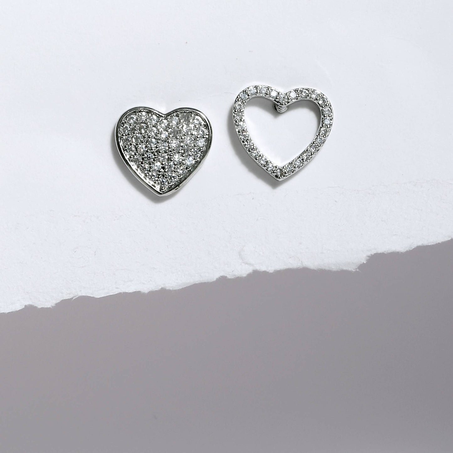Glimii dainty heart jewelry for women featuring silver heart-shaped earrings with sparkling stones