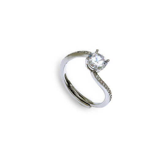 Glimii dainty promise ring for her with a sparkling round center stone and delicate band