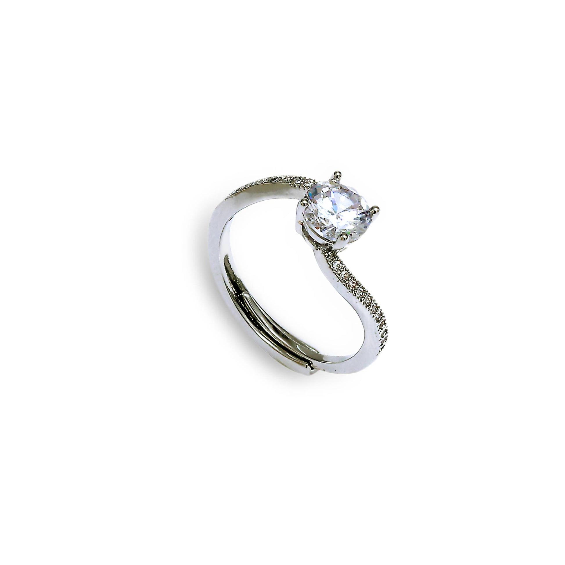 Glimii dainty promise ring for her with a sparkling round center stone and delicate band